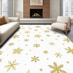 Golden Snowflake Scatter Winter Rug