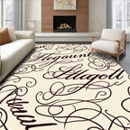 Elegant Script Cream Calligraphy Rug