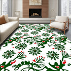 Festive Green Red Floral Vine Rug