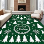 Festive Green Snowflake Tree Collection Rug