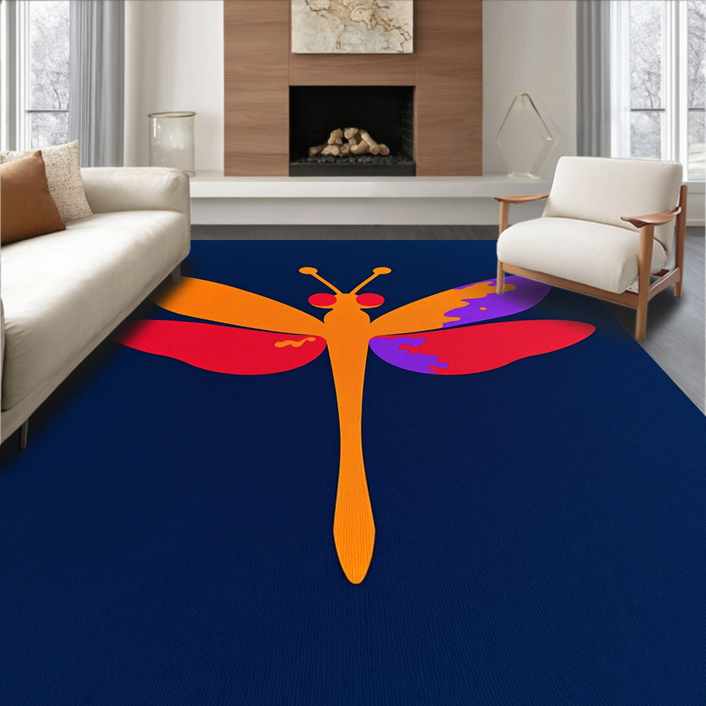 Colorful Abstract Dragonfly Whimsy Rug