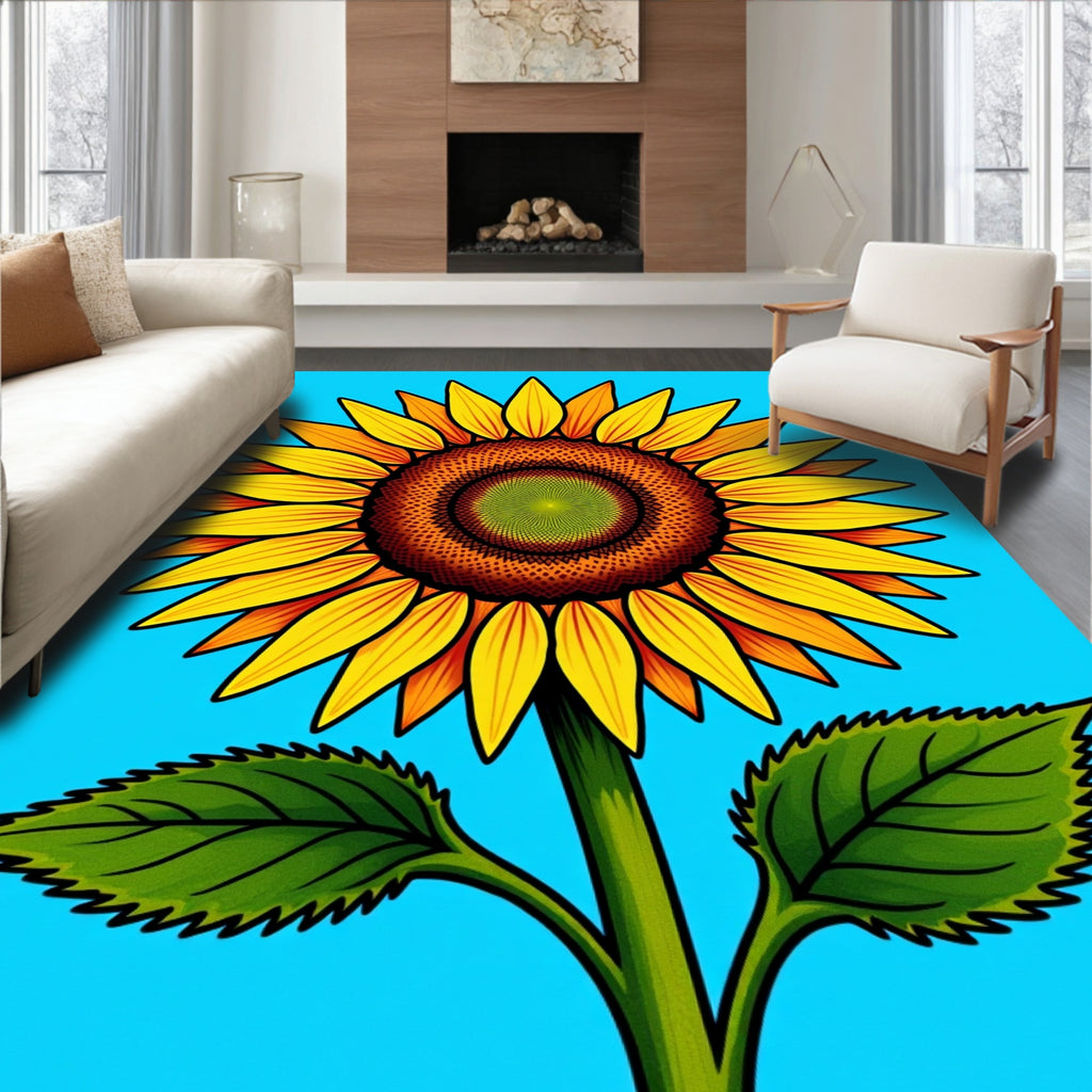 Vibrant Yellow Sunflower Bloom Rug
