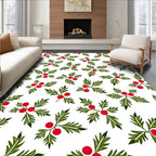 Classic Red Berry Holly Sprigs Rug