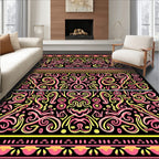 Pink Yellow Swirl Tribal Band Rug