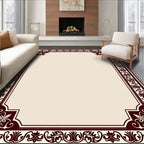Ornate Crimson Floral Border Rug