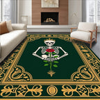 Gothic Skeleton Rose Crowned Emerald Rug