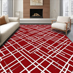 Crimson White Interlocking Lines Rug