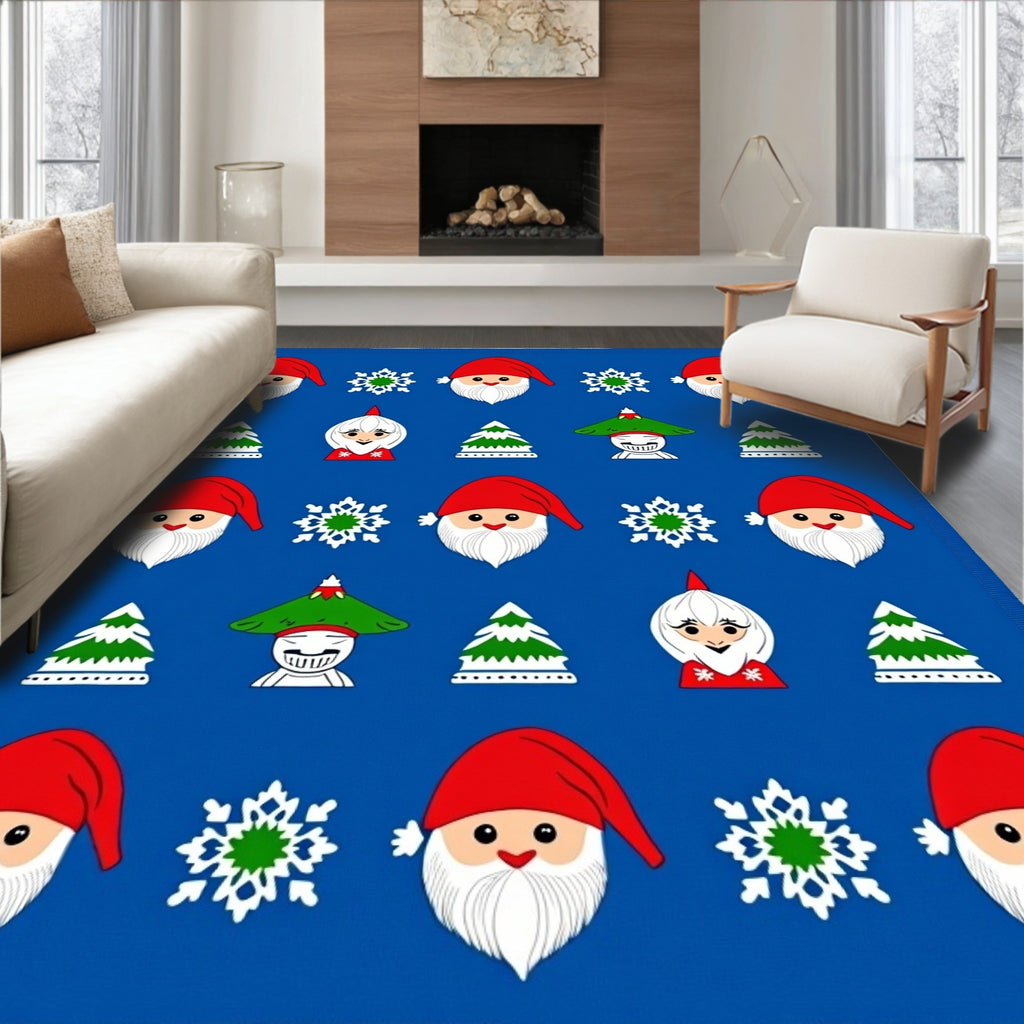 Christmas Santa Trees Snowflakes Collection Rug