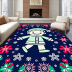 Christmas Character Snowflake Border Rug