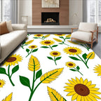 Golden Yellow Sunflower Botanical Arrangement Rug