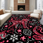 Pink Feline Snowflake Whimsy Rug