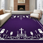 Spooky Purple Ghost Tree Graveyard Rug