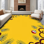 Crimson Red Ornament Pine Branch Border Rug