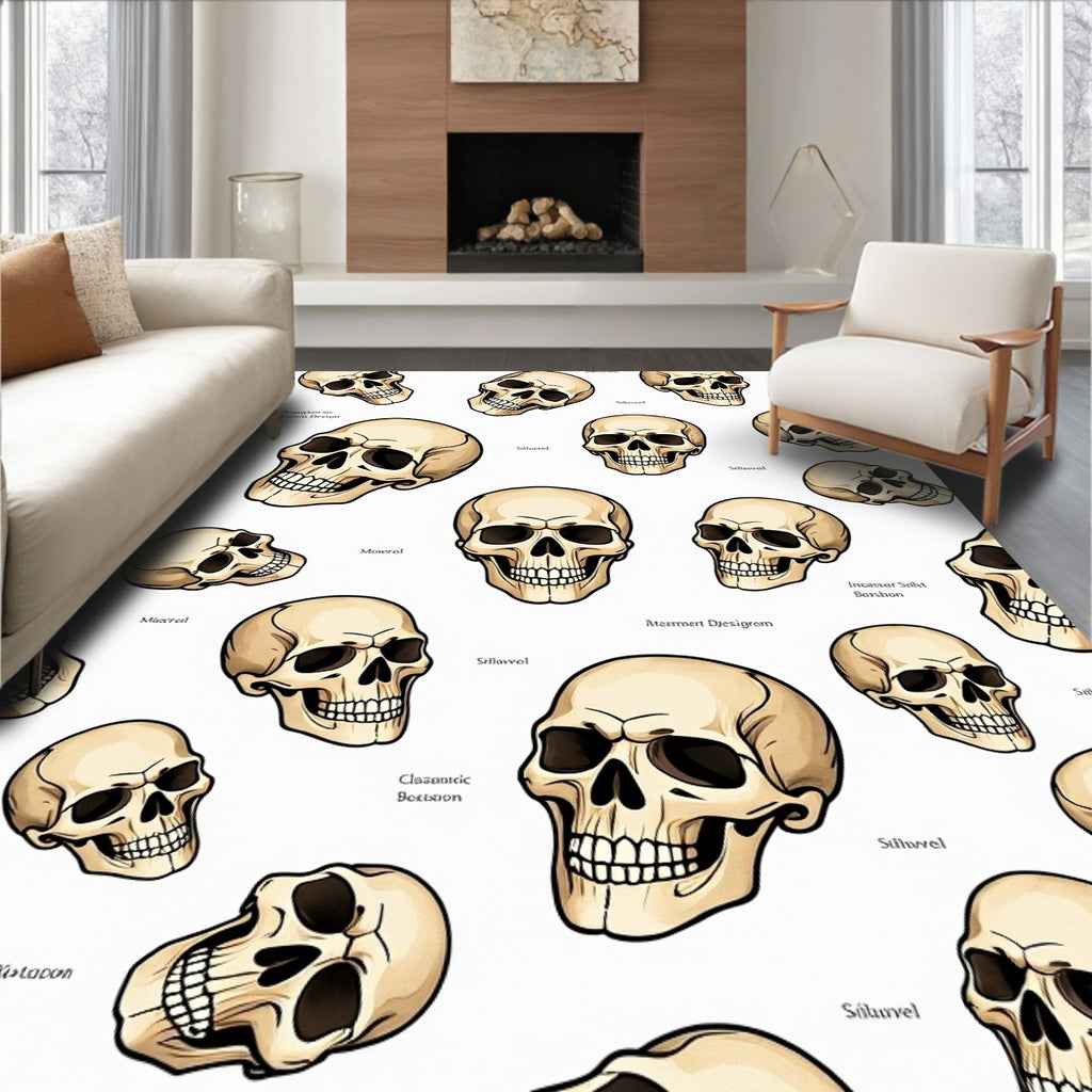 Vintage Skull Collection Cream Rug