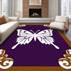 White Butterfly Brown Corner Purple Rug