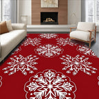 Crimson White Intricate Mandala Star Pattern Rug