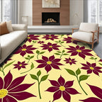 Maroon Floral Scatter Yellow Background Rug