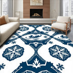 Deep Blue Sled Snow Winter Medallion Rug