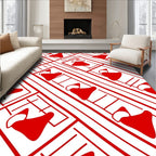 Festive Red Santa Hat Geometric Lines Rug