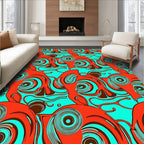 Abstract Spirals Turquoise Orange Rug