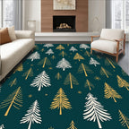 Evergreen Trees White Gold Rug