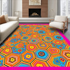 Vibrant Jumbo Hexagon Rainbow Rug