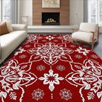 Rich Crimson White Medallion Mandala Rug