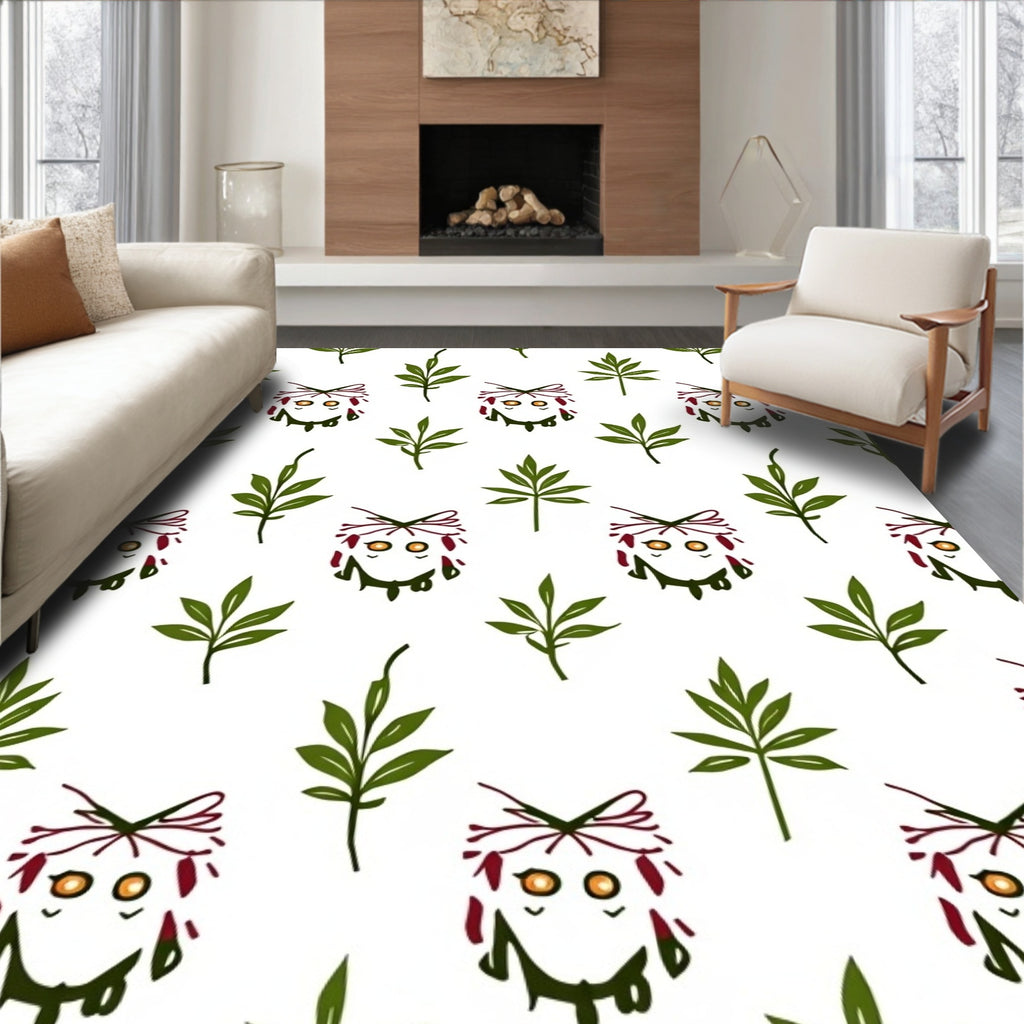 Cute Owl Leafy Branches Rug