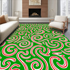 Green Red Swirl Holiday Candy Cane Rug