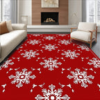 Red White Snowflake Holiday Charm Rug