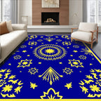 Royal Blue Yellow Starburst Medallion Rug