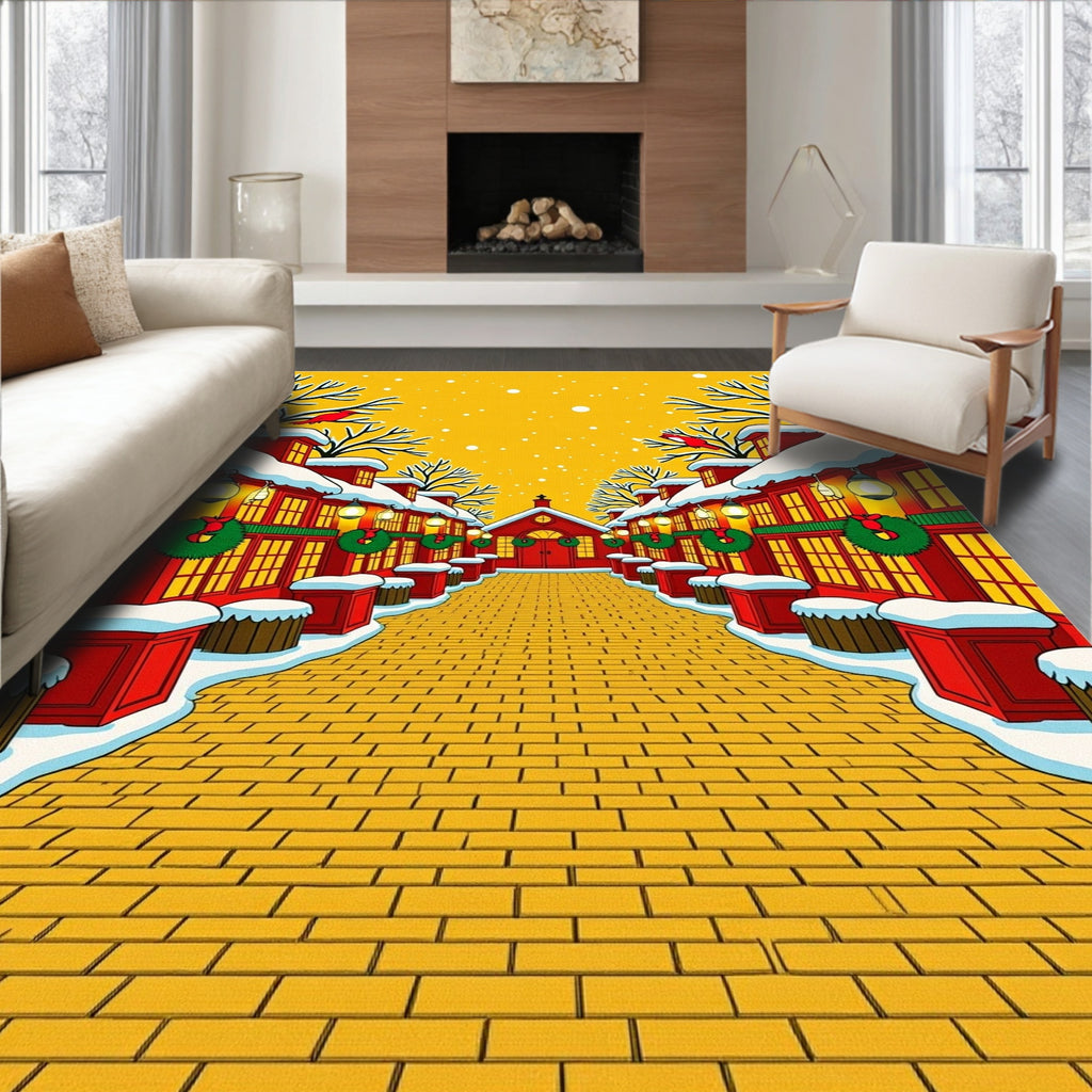 Winter Village Red Cardinal Snowfall Rug