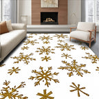 Golden Snowflake Glitter Whimsical Snowfall Rug