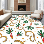 Red Candy Cane Evergreen Sprig Scatter Rug