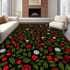 Red White Floral Foliage All Over Rug