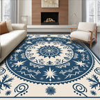 Midnight Blue Starburst Mandala Rug