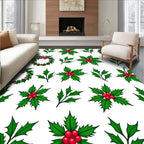 Green Holly Berry Wreath Garland Rug