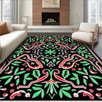 Crimson Green Foliage Medallion Rug