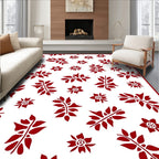 Red Floral Leaf Sprig Arrangement Rug