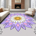 Pastel Purple White Floral Sunburst Rug