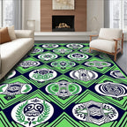 Emerald Navy Oval Emblem Medallion Rug
