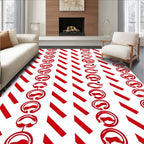 Crimson Red Abstract Stripe Medallion Rug