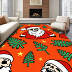 Spooky Santa Christmas Tree Yellow Stars Rug