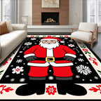 Festive Santa Claus Snowflakes Border Rug