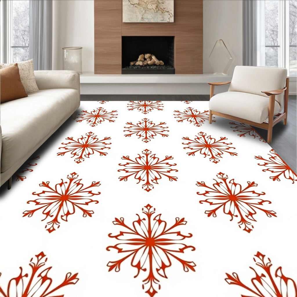 Ornate Red Starburst Repeating Overlay Rug