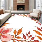 Coral Pink Floral Autumn Leaf Vine Rug