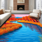 Vibrant Autumn River Landscape Rug