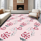 Crimson Floral Vine Repeating Arrangement Rug