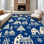 Winter Village Snowflakes Cream Navy Rug