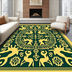 Emerald Yellow Folk Art Medallion Rug